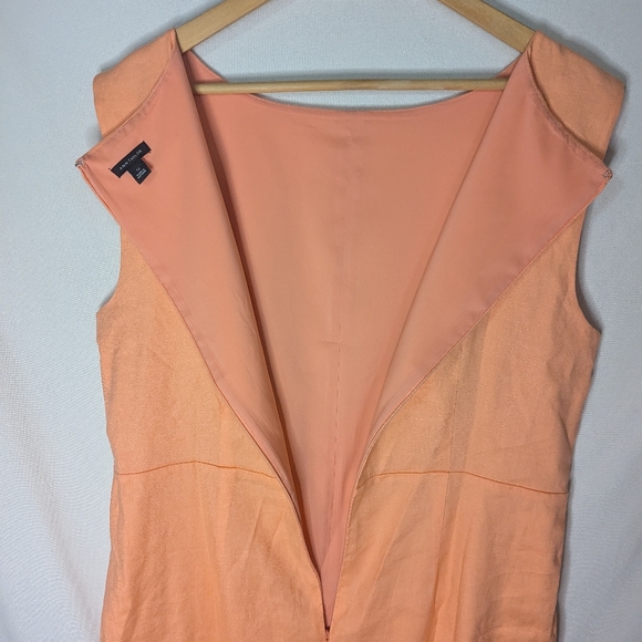 Ann Taylor Apricot Orange Linen Blend Boat Neck Sheath Dress Size 14 - Picture 8 of 10